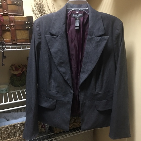 ‼️Sold‼️Bisou Bisou Grey Blazer with Silver Threading - Picture 7 of 8